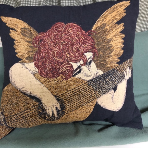 2-Vintage Angel Tapestry Throw Pillows - Picture 1 of 2